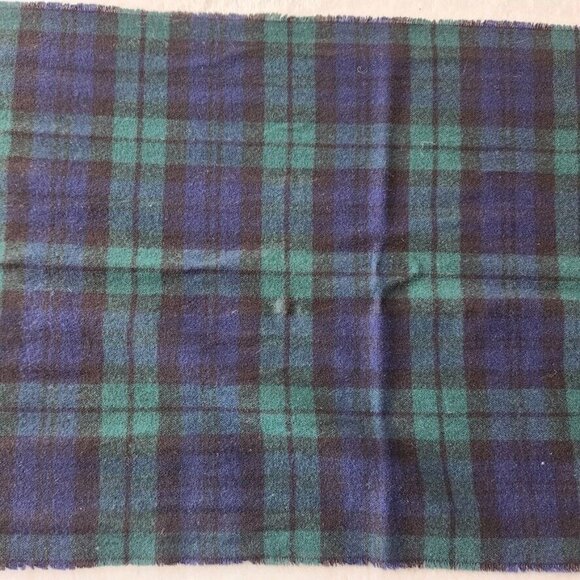 Vtg 90s Plaid Scarf Fringe Green Blue Men's Cozy Winter Preppy Check 12 x 60 - Picture 10 of 10